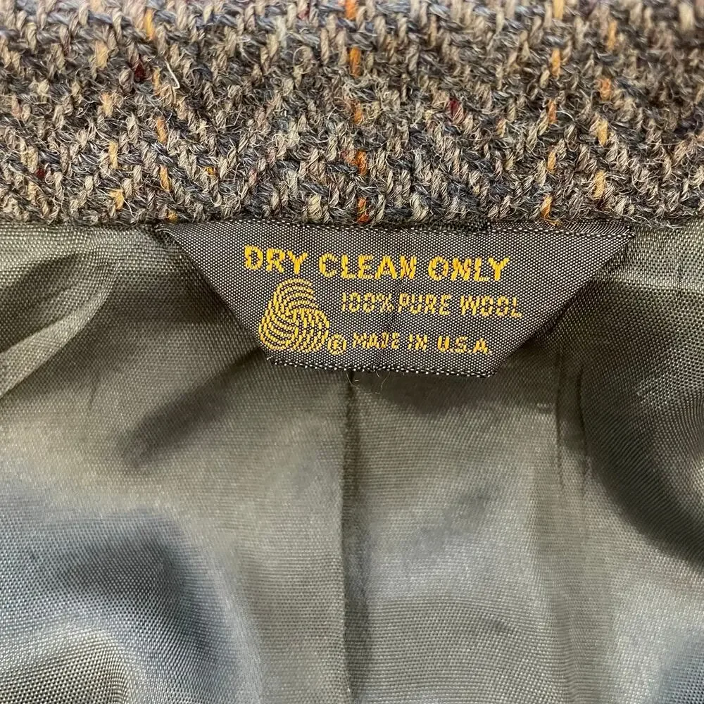 Harris Tweed Kuppenheimer Sport Coat 40R Gray 100% Wool USA Blazer Jacket